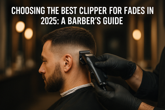 A skilled barber uses high-torque clippers to create a clean fade on a male client in a modern barbershop, illustrating a 2025 professional fade technique.