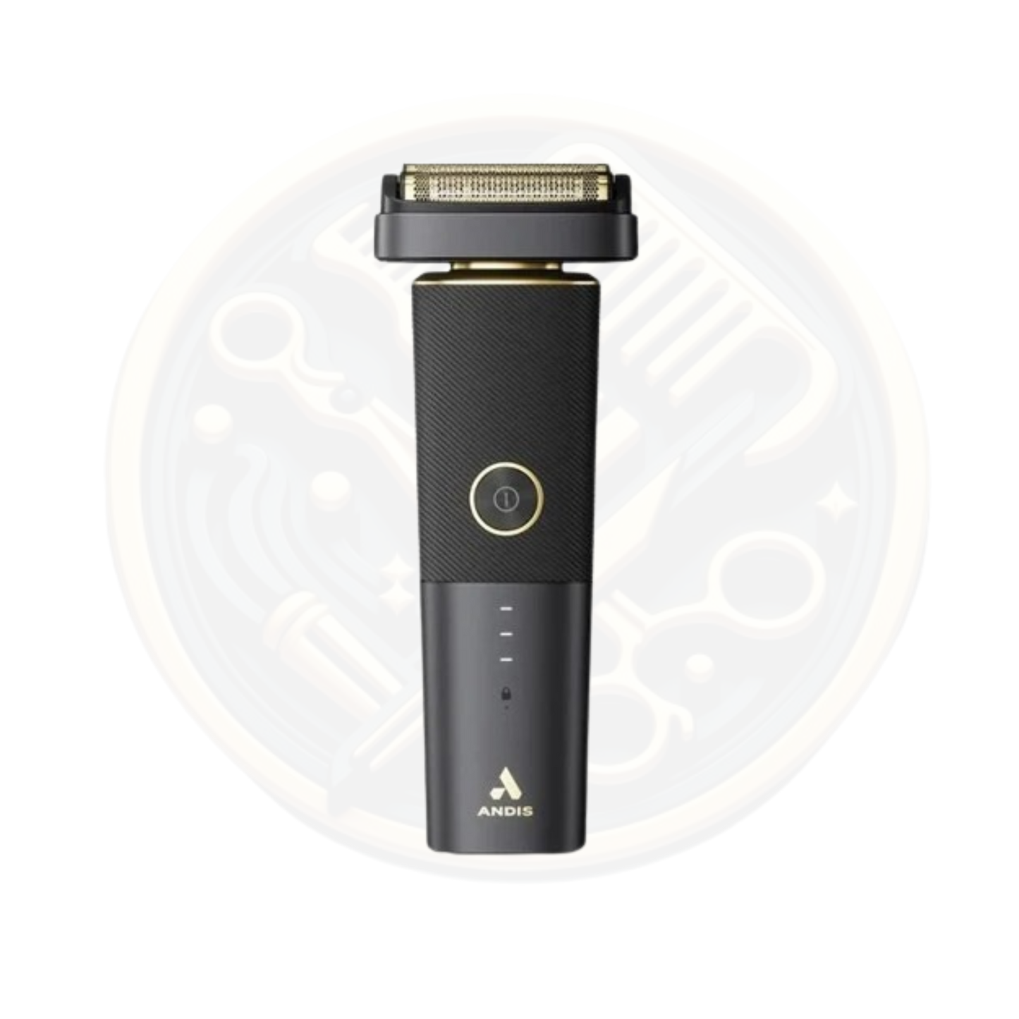 Front view of the ANDIS reSURGE Cordless Foil Shaver_BLACK available to buy at bestbarbersupplies.co.uk based in Whitechapel, East London