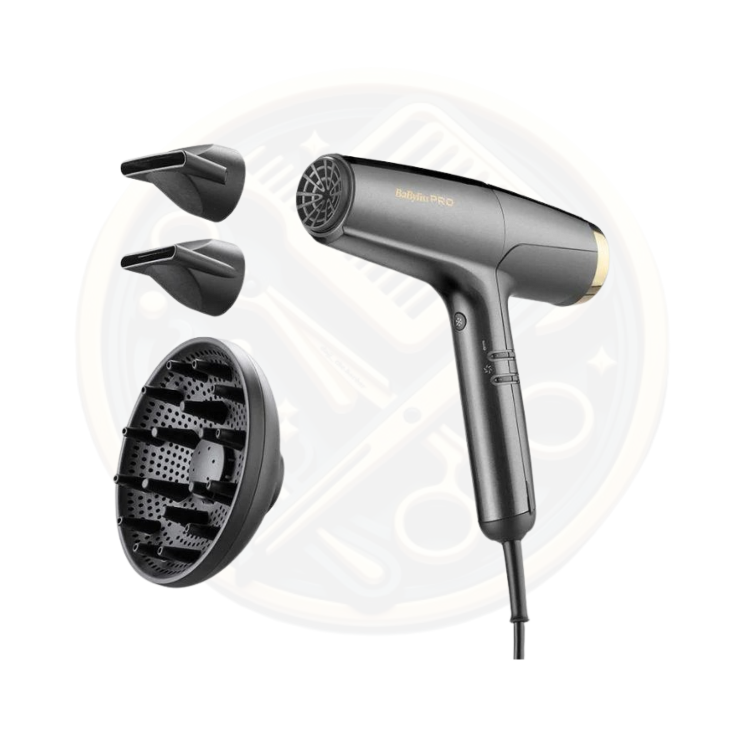 Find the BaByliss PRO Falco High Speed Dryer GREY GOLD in the box available for sale and to buy from bestbarbersupplies.co.uk based in Whitechapel, East London, UK