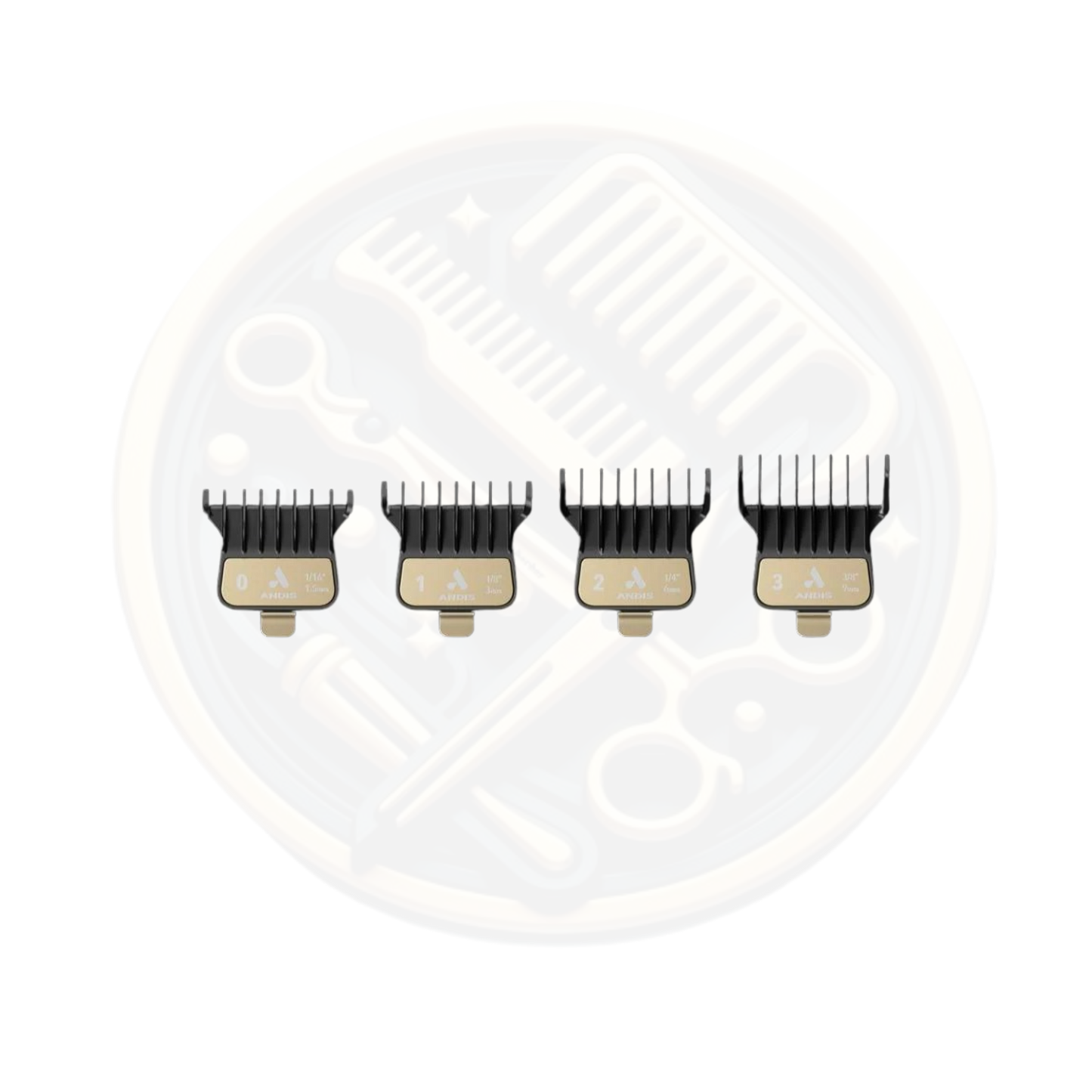The black and gold trimmer heads for the ANDIS beSPOKE Cordless Trimmer available at BestBarberSupplies.Co.Uk in Whitechapel, East London.