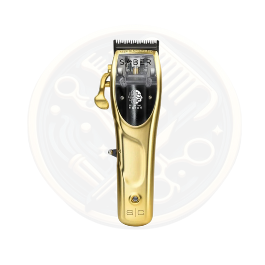 Find the SC StyleCraft Saber Cordless Digital Brushless Motor Metal Clipper Gold available for sale and to buy from bestbarbersupplies.co.uk based in Whitechapel, East London, UK